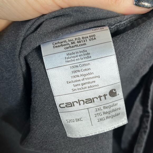 CARHARTT Relaxed Fit Shirt Mens 2XL Blue/Gray Long Sleeve Button Down - Picture 5 of 5